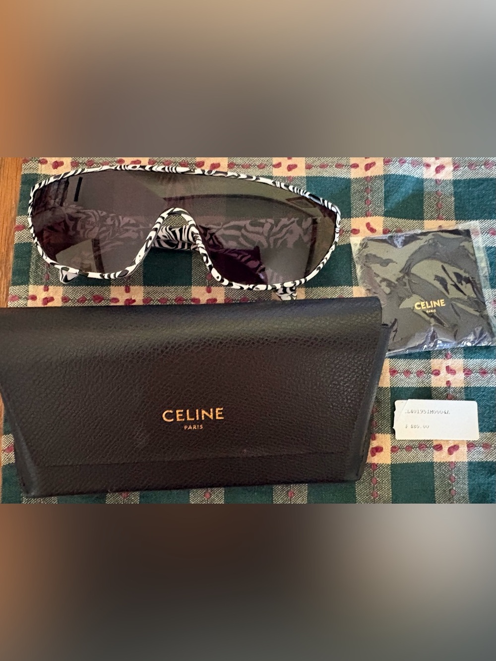 Celine Paris CL401951 04A Zebra Smoke Shield Mask Sunglasses CL 40195 w case New